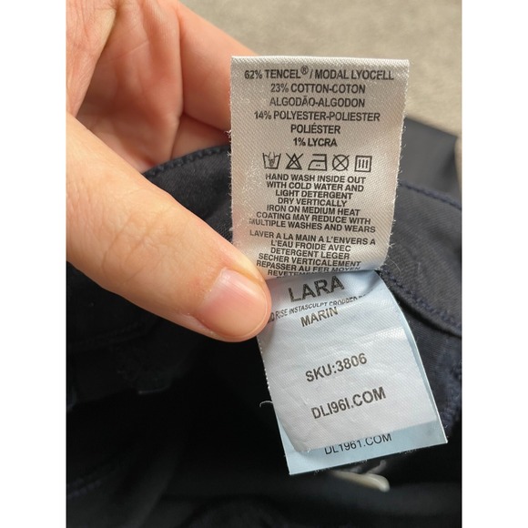 DL1961 Jeans Womens 31 Coated Cropped Bootcut Flare Slimming Lara Marin Denim - Picture 8 of 8